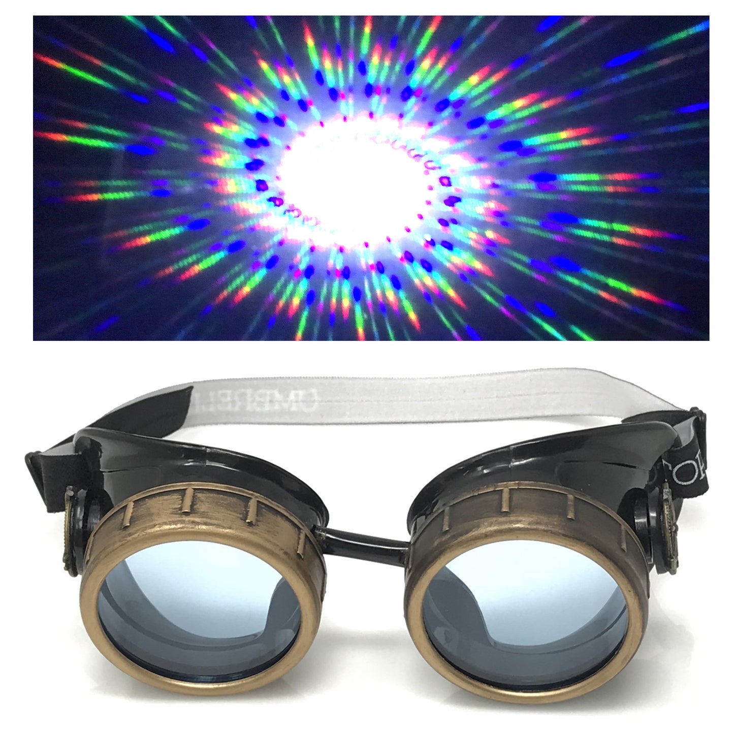 Steampunk Aviator Goggles music festival diffraction lenses