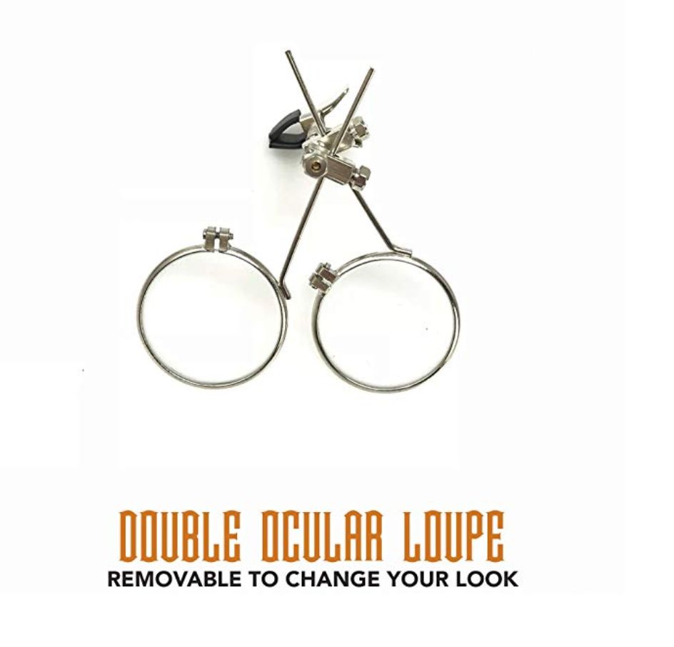 Steampunk Goggles with magnifying loupes UV glow neon orange prism diffraction lenses