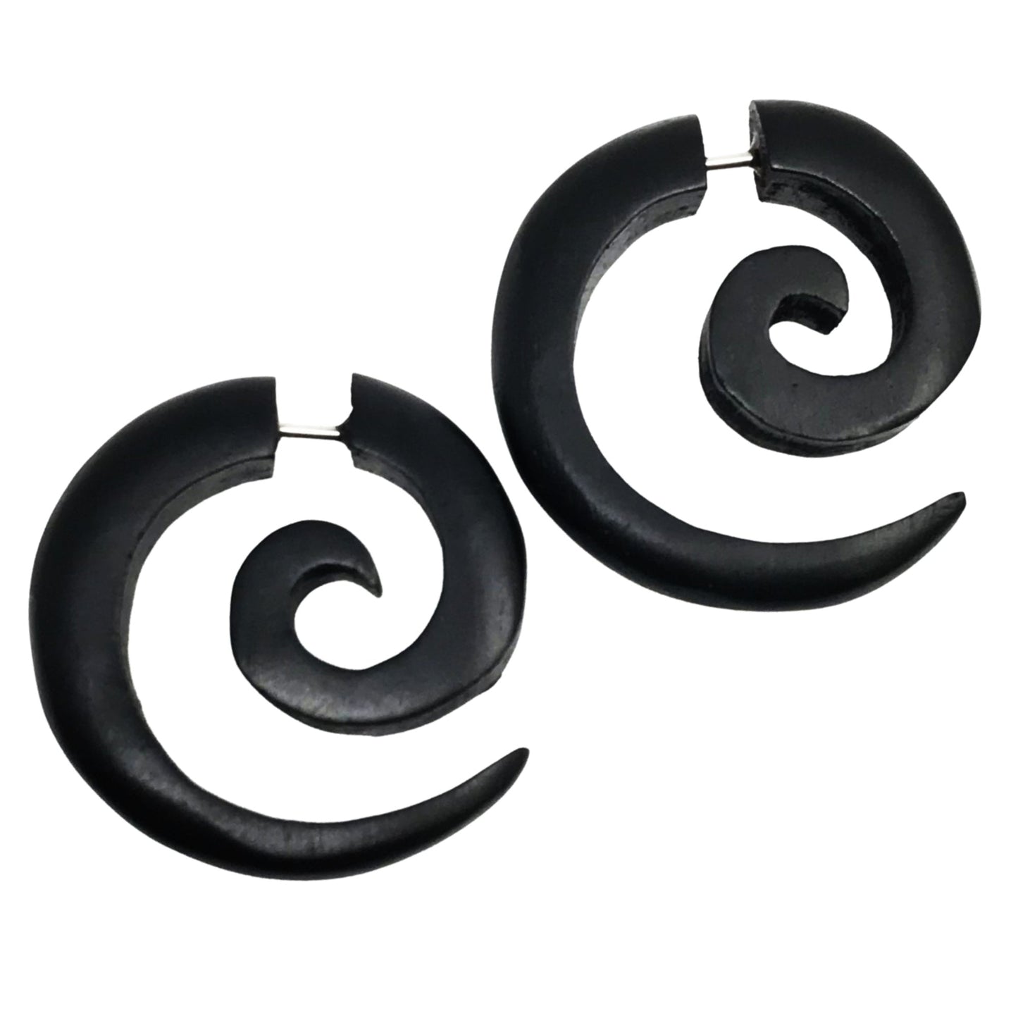 Wooden spiral earring brown or black wood