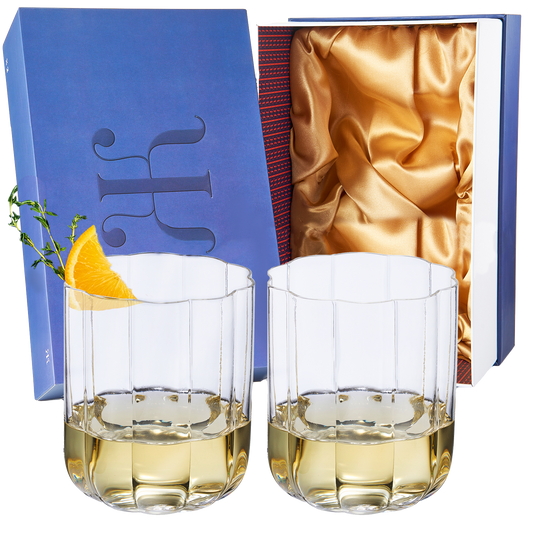 Flower Vintage Glass Stemless Highball - Set of 2-13 oz Colorful Cocktail, Wine, Water, Martini Glasses, Prosecco, Mimosa, Glasses Set, Bar Glassware Luster Glasses 4" X 3" (Clear)