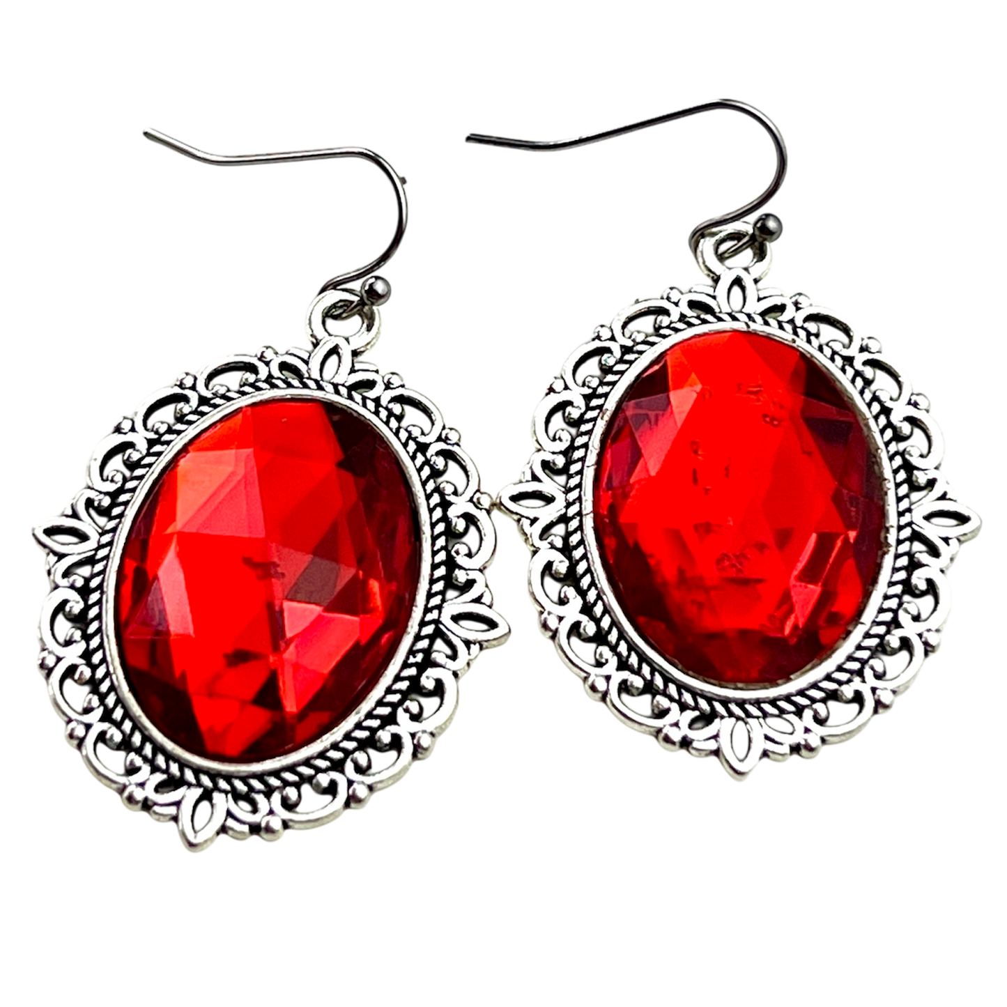 Victorian gothic renaissance inspired red or purple cameo earrings