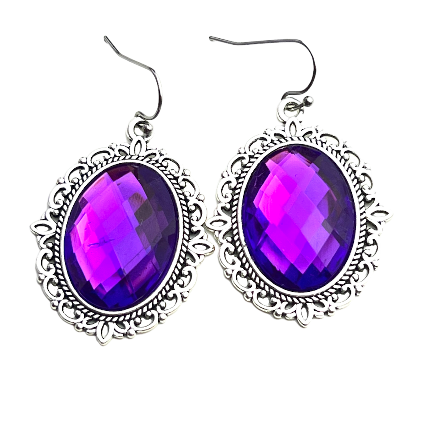 Victorian gothic renaissance inspired red or purple cameo earrings