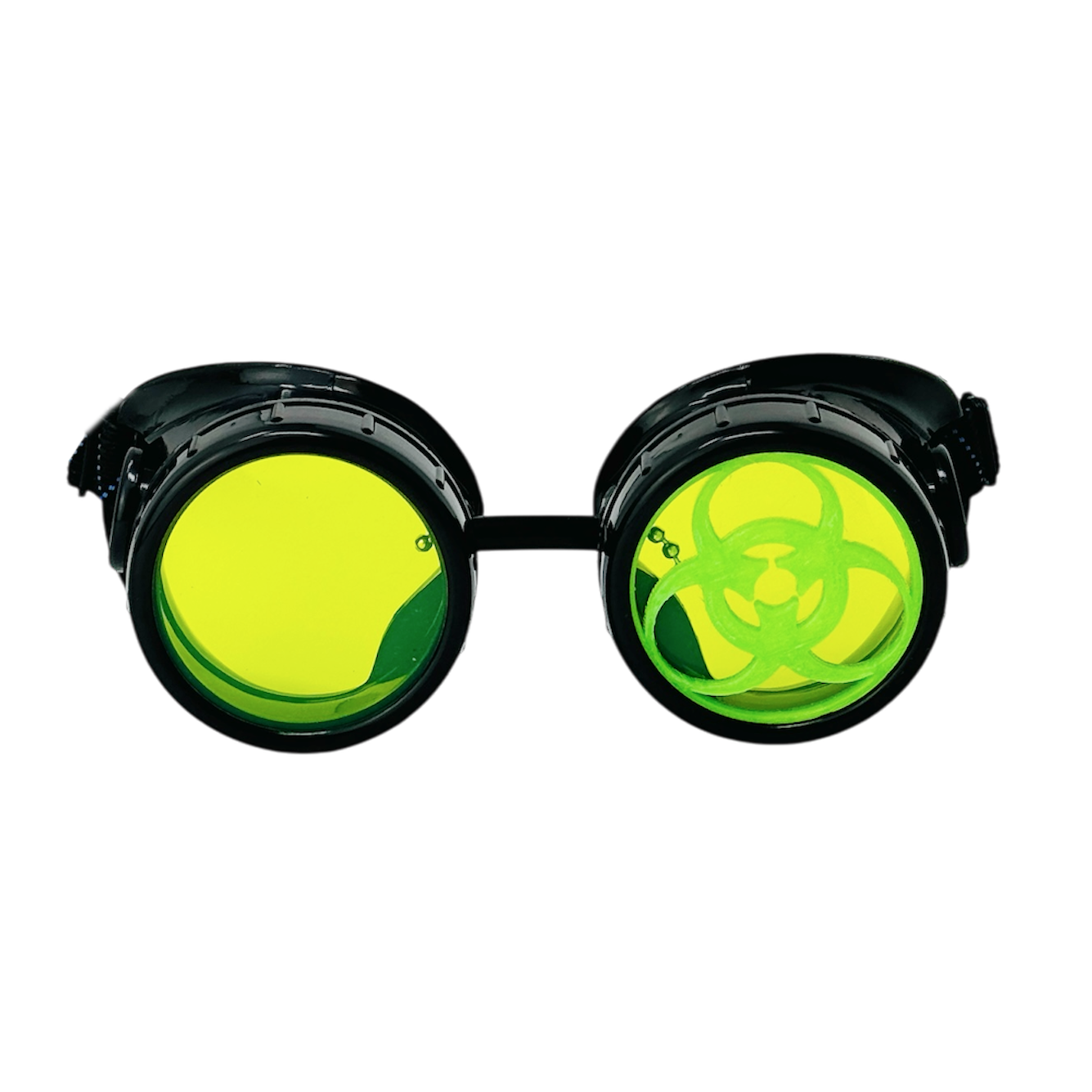 Steampunk Mad Scientist goggles biohazard cosplay glasses neon lenses