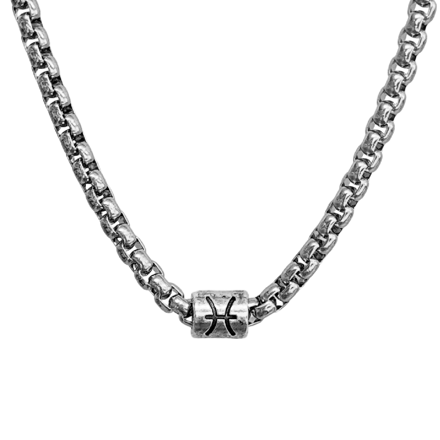 Horoscope stainless steel box chain zodiac necklace for men