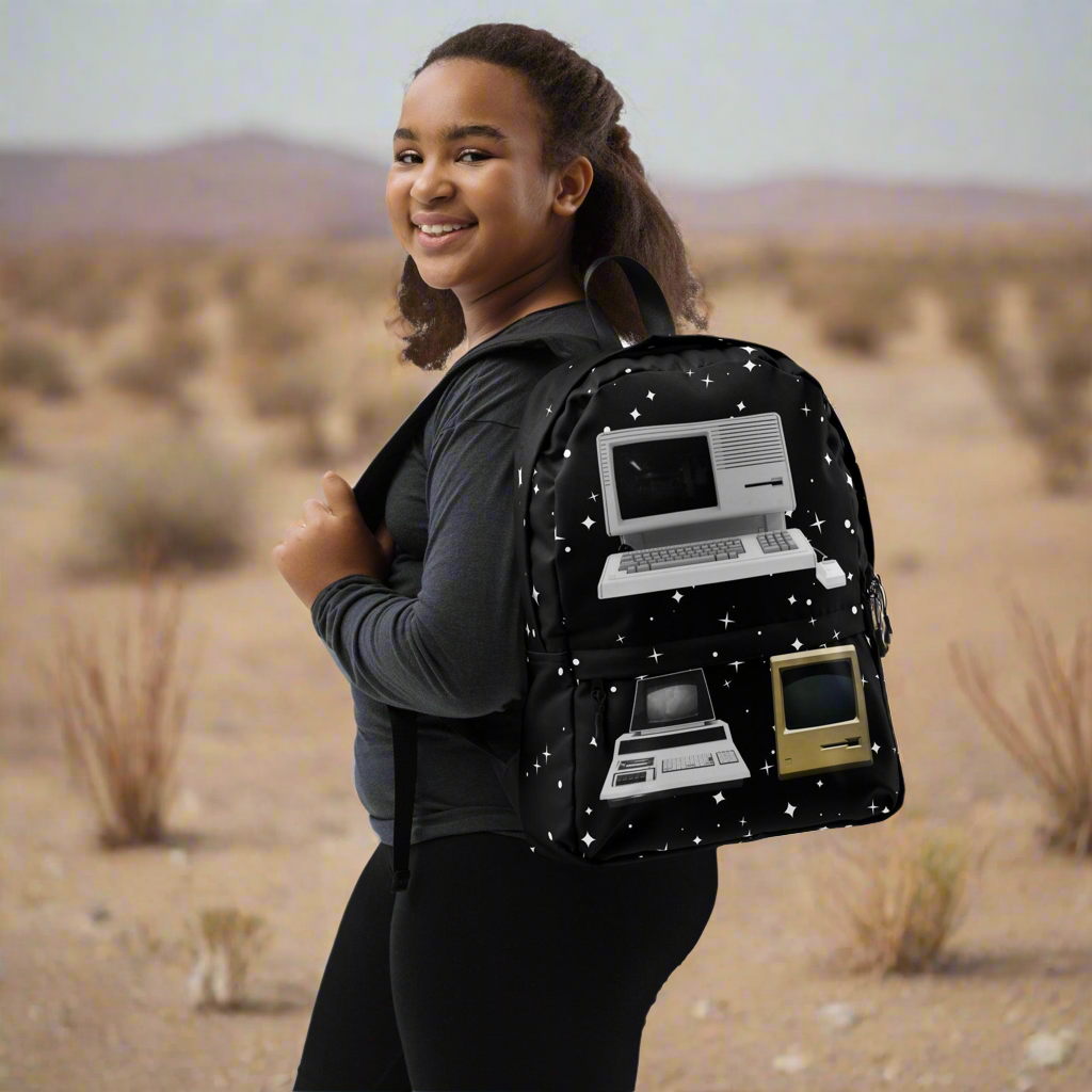 Olde Skoool Computers in Outer Space Backpack - Premium  from Lizard Vigilante - Just $44.69! Shop now at Lizard Vigilante