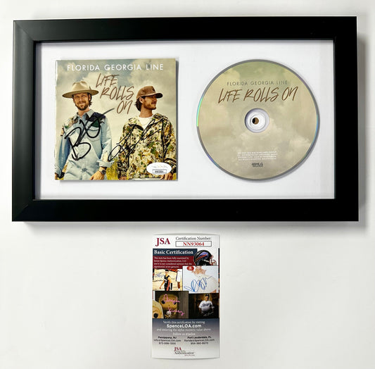 Framed Florida Georgia Line Signed Life Rolls On CD Booklet With JSA COA