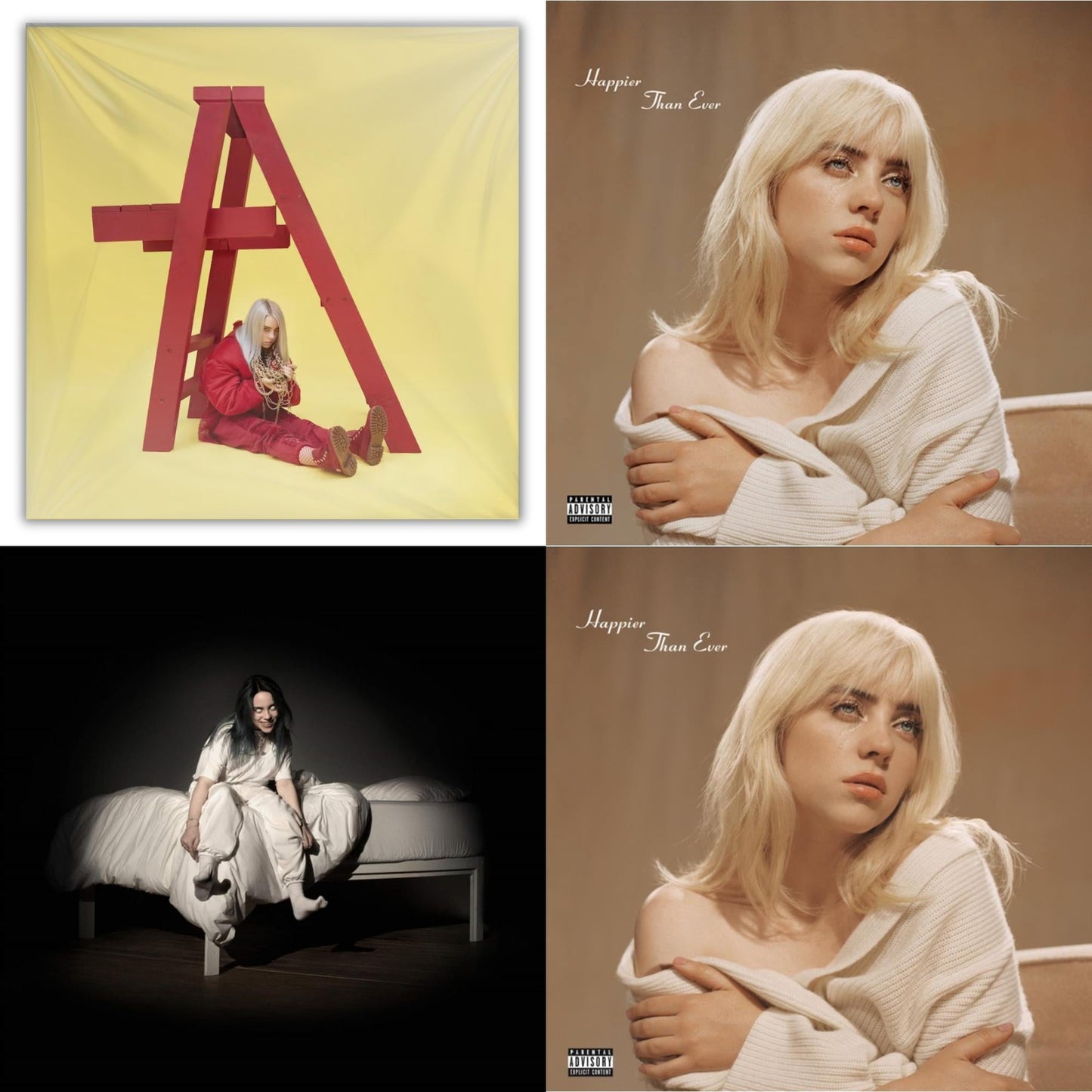 Happier Than Ever (X) (2LP) & Happier Than Ever (2LP/Recycled Vinyl/Rainbow Foil Jacket) (Rsd) & Billie Eilish - Dont Smile At Me (Black LP Vinyl) & When We All Fall Asleep, Where Do We Go? (Pale Yellow LP Vinyl)