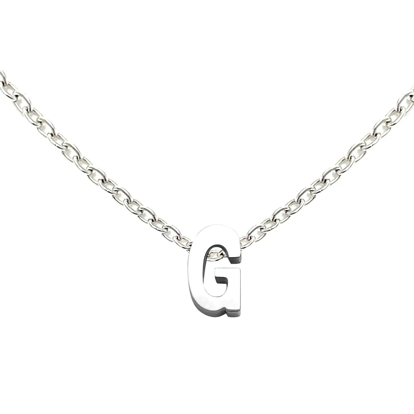 Auithery G Necklaces For Women Tiny Initial Letter Necklace Silver Plated A-Z Pendant Titanium Necklace For Women Silver G