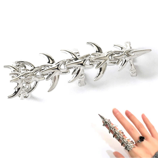 BONEGRINDER CLAW RING – Cybermetal Spinal Spike Finger Armor for Fiends, Freaks & Midnight Rebels - Premium jewelry from dsers - Just $22.22! Shop now at Lizard Vigilante