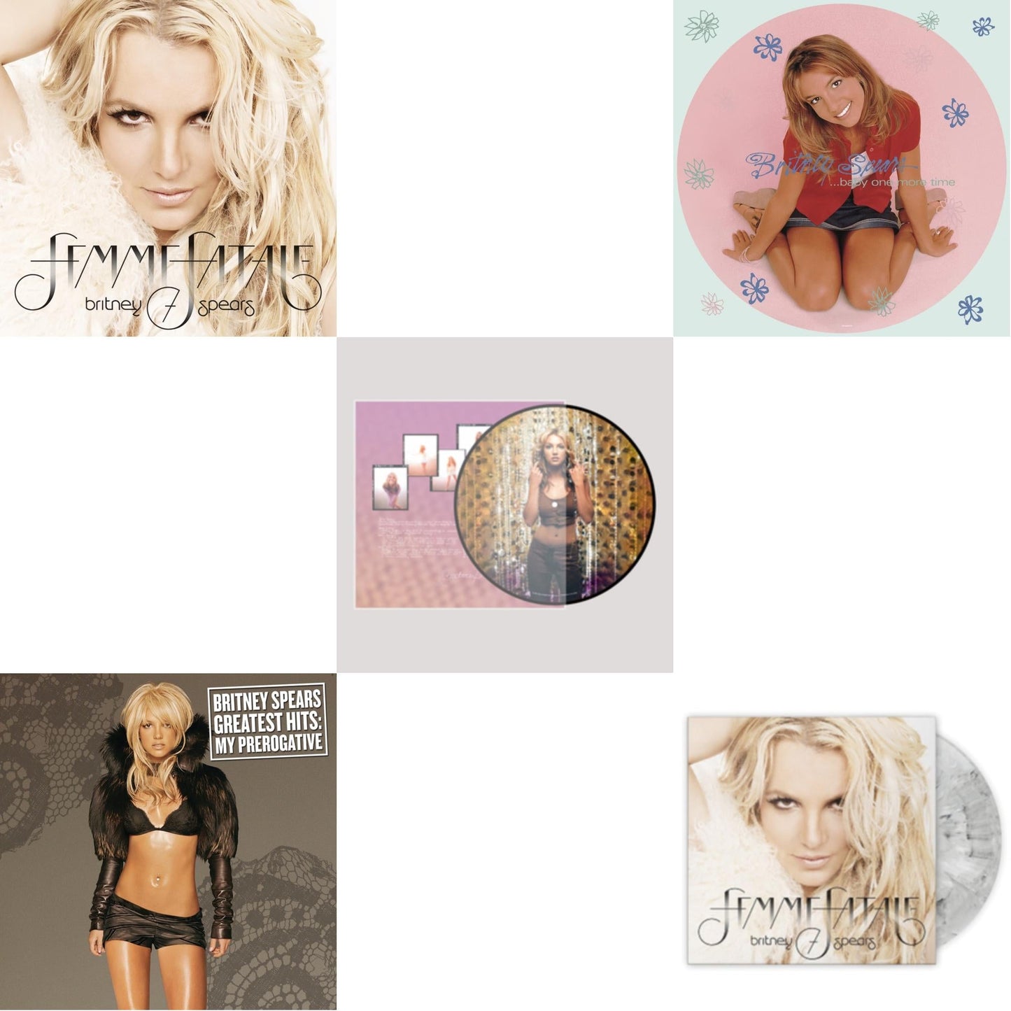 Baby One More Time (Picture Disc/140G/Dl Code) & Oops!... I Did It Again (20Th Anniversary Edition Picture LP Vinyl) & Femme Fatale & Greatest Hits : My Prerogative (2LP) & Femme Fatale (Light Grey Marbled LP Vinyl/Import)