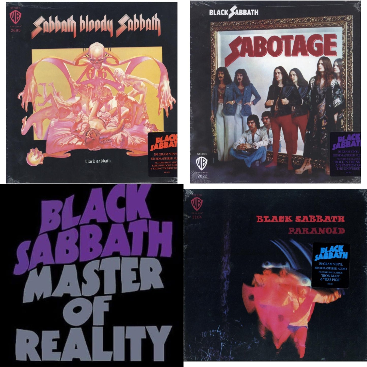 Black Sabbath - Sabotage (180G) & Sabbath Bloody Sabbath (180G) & Paranoid (180G) & Master Of Reality - LP Vinyl Bundle