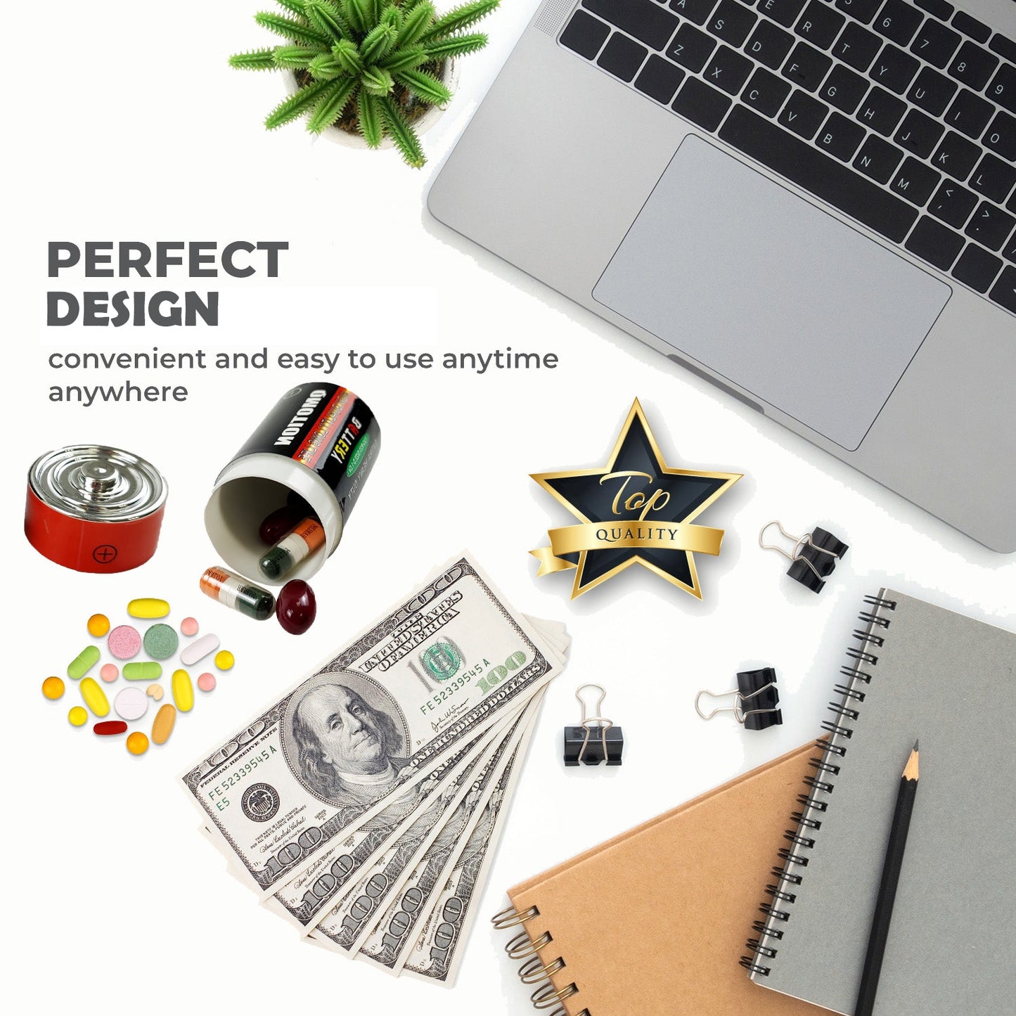 Fake D battery Diversion Safe (2 pack) - Discreet Fake Batteries With Secret Compartments to Hide Valuables