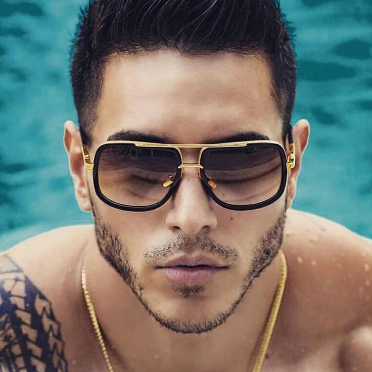 Big Frame Retro Unisex Sunglasses – Vintage Metal Sun Glasses for Men & Women - Premium sunglasses from Lizard Vigilante - Just $34.99! Shop now at Lizard Vigilante