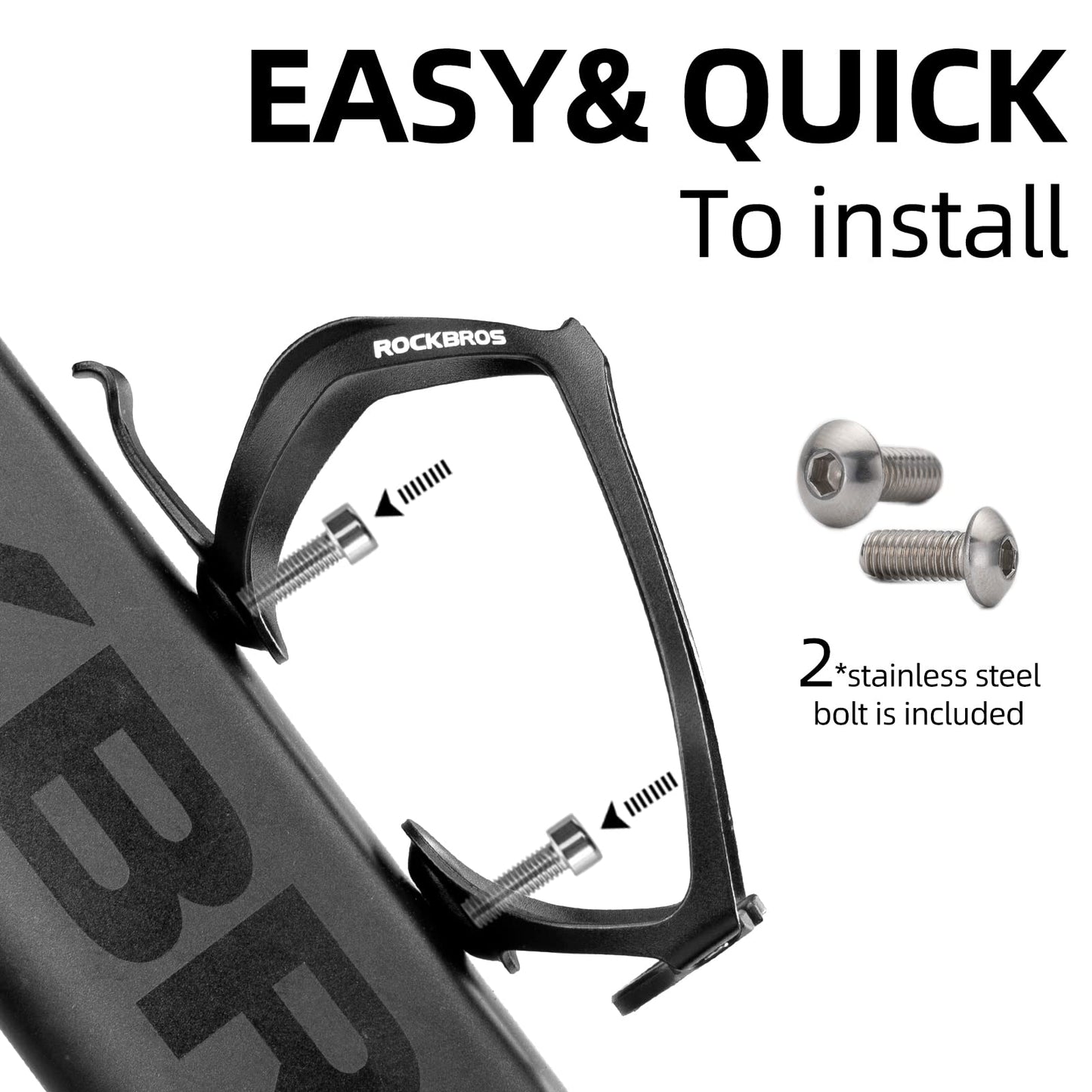 ROCKBROS Lightweight Aluminum Bike Water Bottle Cage Secure Adjustable Holder for Cycling