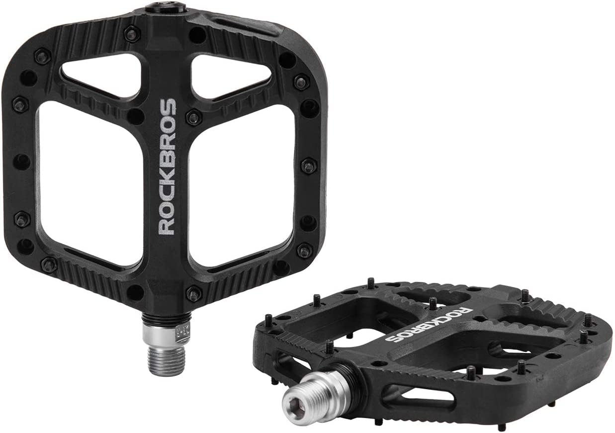 ROCKBROS Mountain Bike Pedals Nylon Composite Bearing 9/16" MTB Bicycle Pedals with Wide Flat Platform