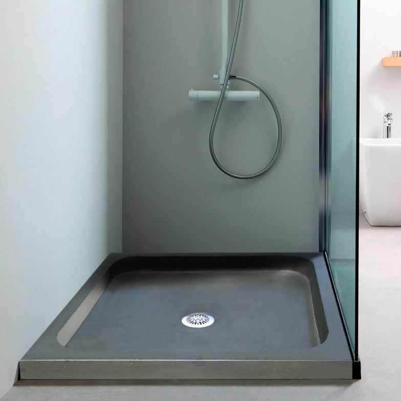Black Andesite Square Shower Base Hand-carved from Solid Andesite Block (W)36" (L)36" (H)3"
