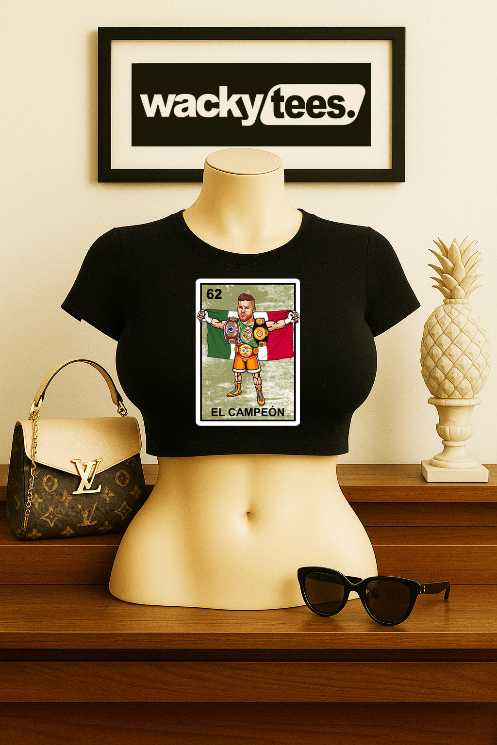 El Campeon Canelo Alvarez Champion Loteria Mexican Bingo Style Graphic Tee Shirt