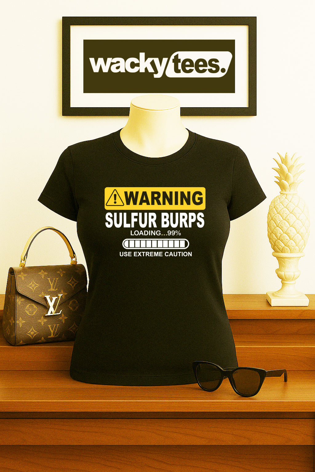 Warning Sulfer Stinky Burps Loading Funny Graphic Tee Shirt