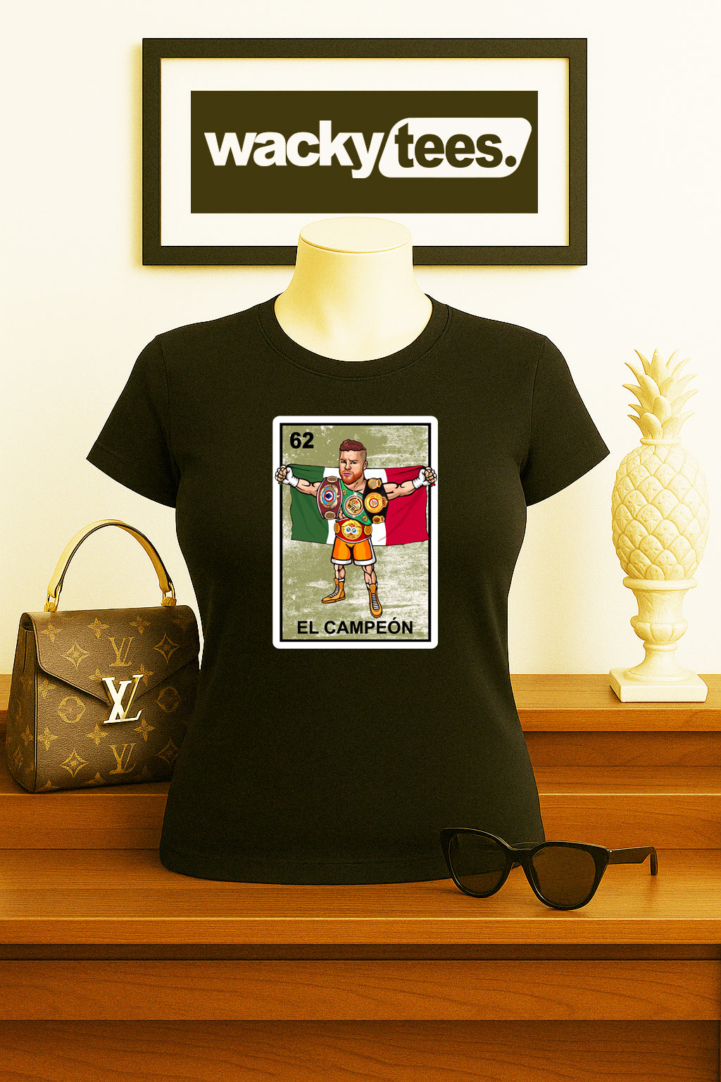 El Campeon Canelo Alvarez Champion Loteria Mexican Bingo Style Graphic Tee Shirt