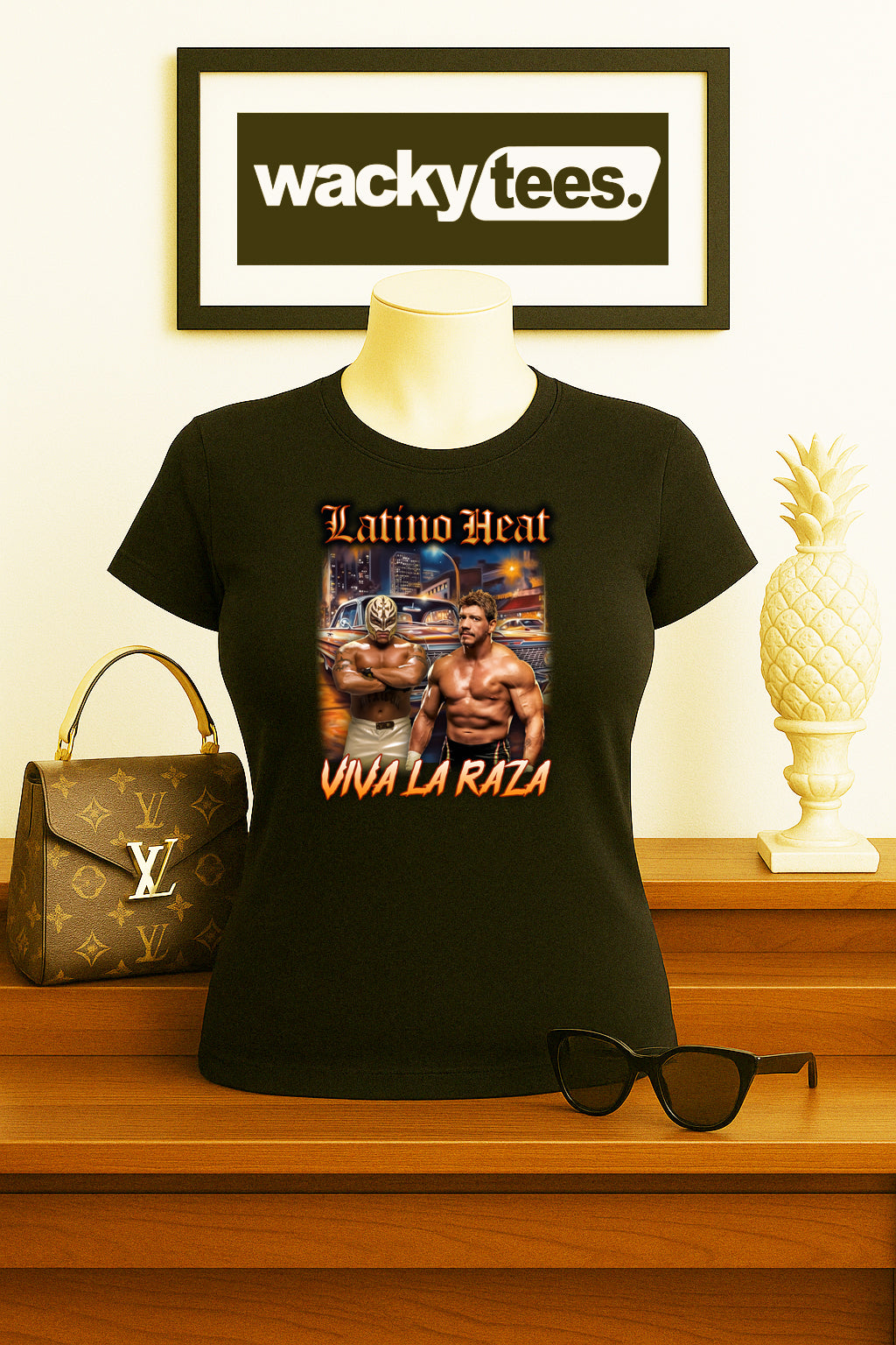 Latino Heat Viva La Raza Lowrider Eddie Guerrero Graphic Tee Shirt