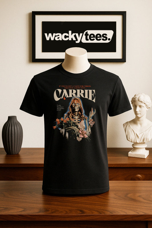 Carrie Taste for Terror Date With Horror Prom Queen Halloween Graphic Tee Shirt