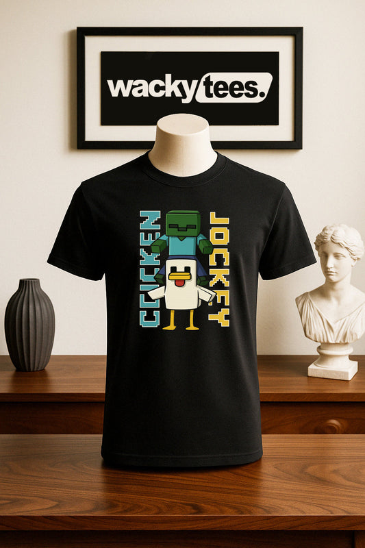 Chicken Jockey Funny Lover Video Gamer Friends Graphic Tee Shirt
