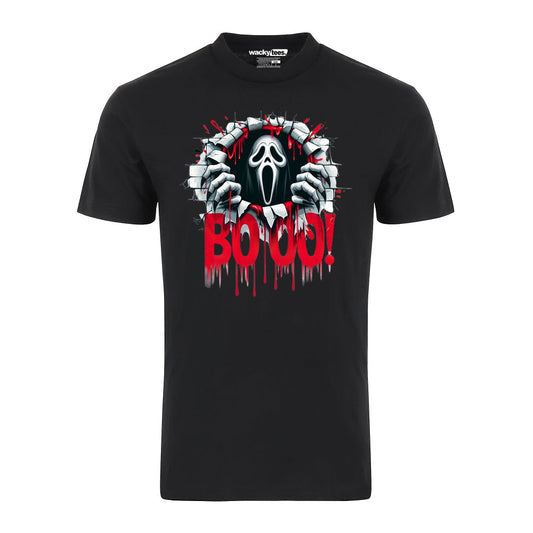 Halloween Horror Booo Ghostface 1 Distressed Graphic Tee Shirt