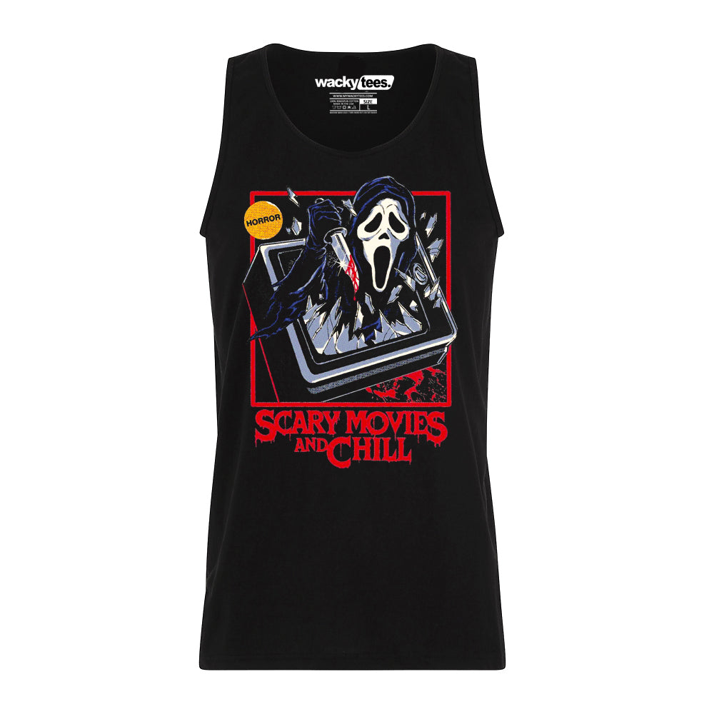 Scream Ghostface Scary Movies and Chill Horror Halloween Graphic Tee Shirt