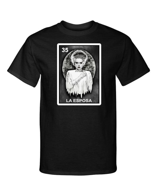 La Esposa Bride of Frankenstein Loteria Mexican Bingo Style Graphic Tee Shirt