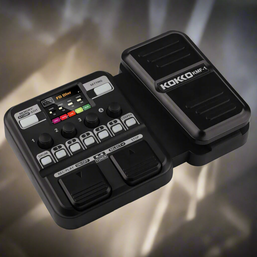 Black foot pedal controller with digital display on a white background