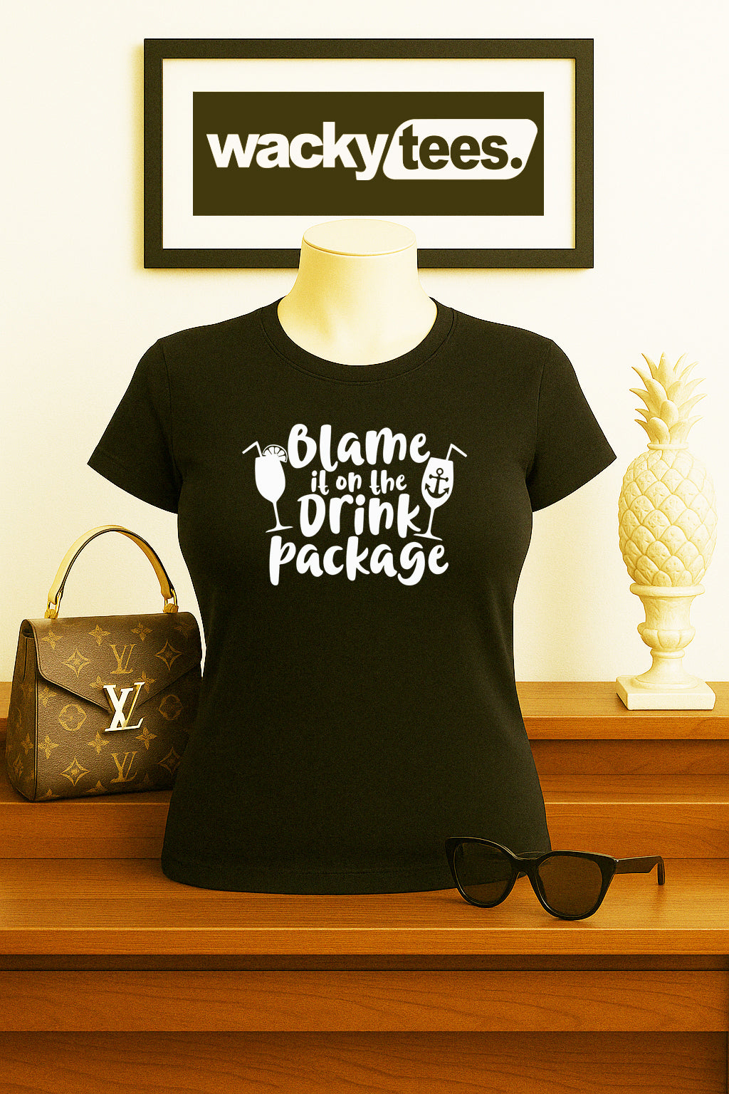 Blame It On The Drink Package Cruise Vacation Boozy Graphic Tee Shirt
