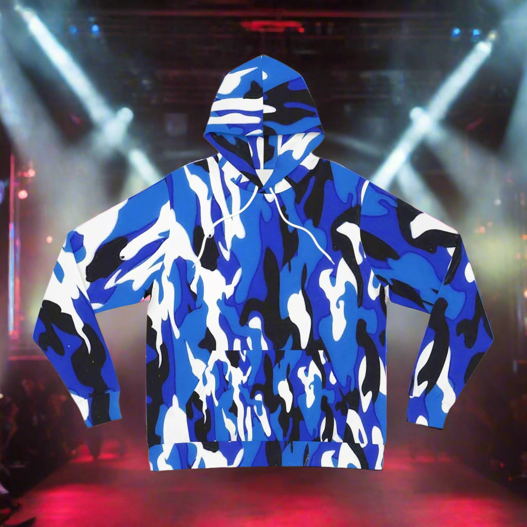 Blue White Black Camo Fashion Hoodie - Lizard Vigilante
