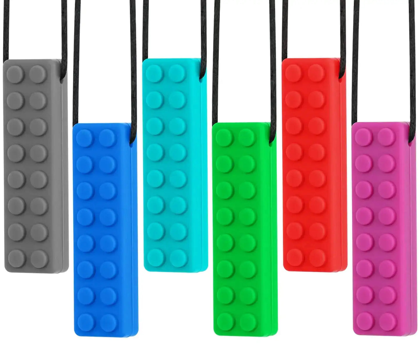 kalovin Chewy Necklaces Silicone Oral Motor Aids Teething Necklace for Aggressive Chewers with Autism ADHD SPD or Special Need (6Packs-A)