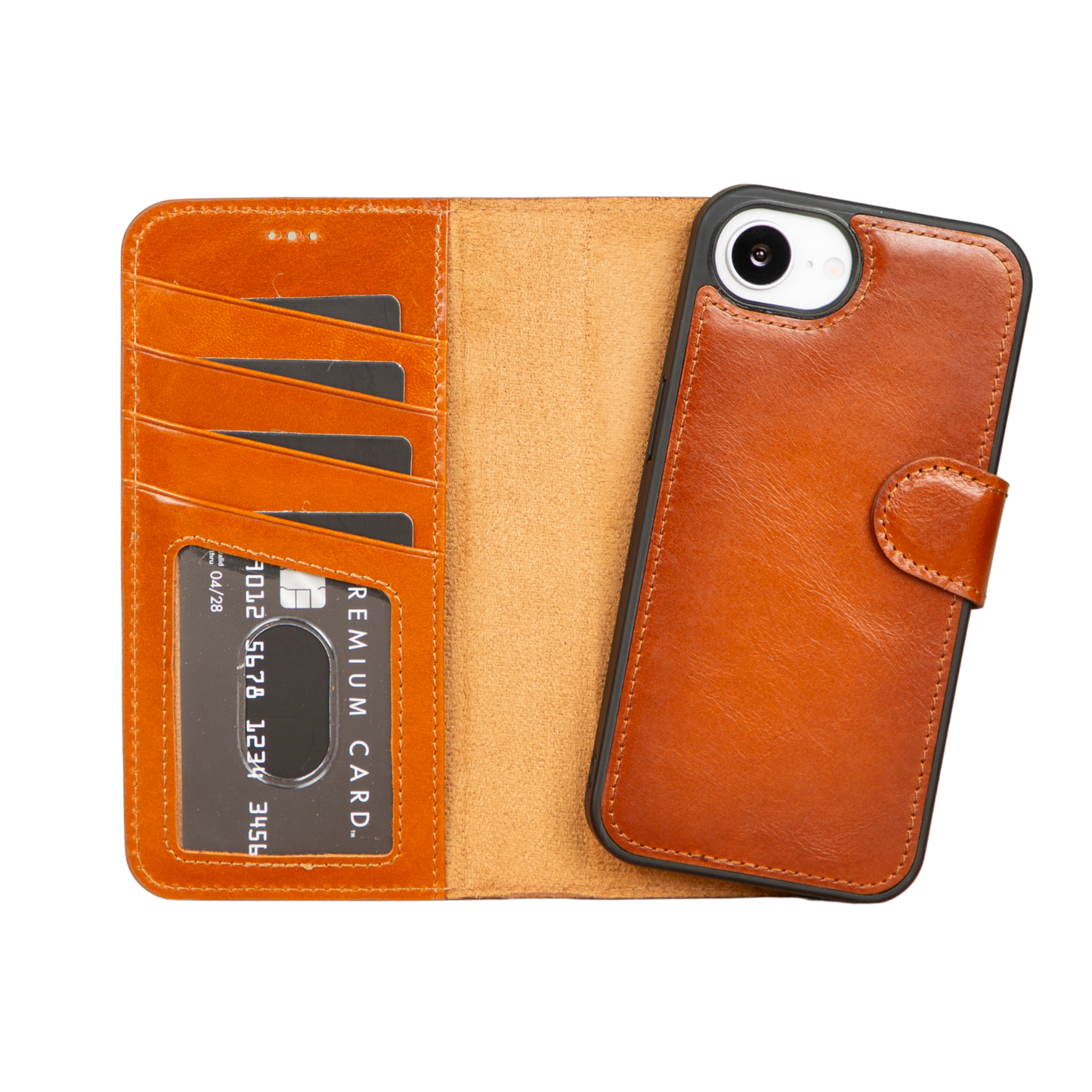 iPhone 16e Leather Wallet Case - Golden Brown - Brooklyn