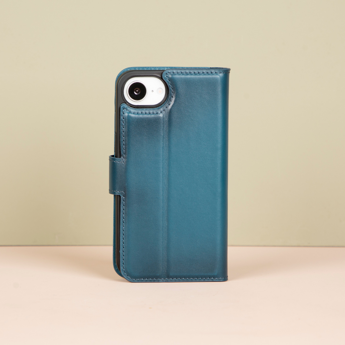 iPhone 16e Leather Wallet Case - Petrol Blue - Brooklyn