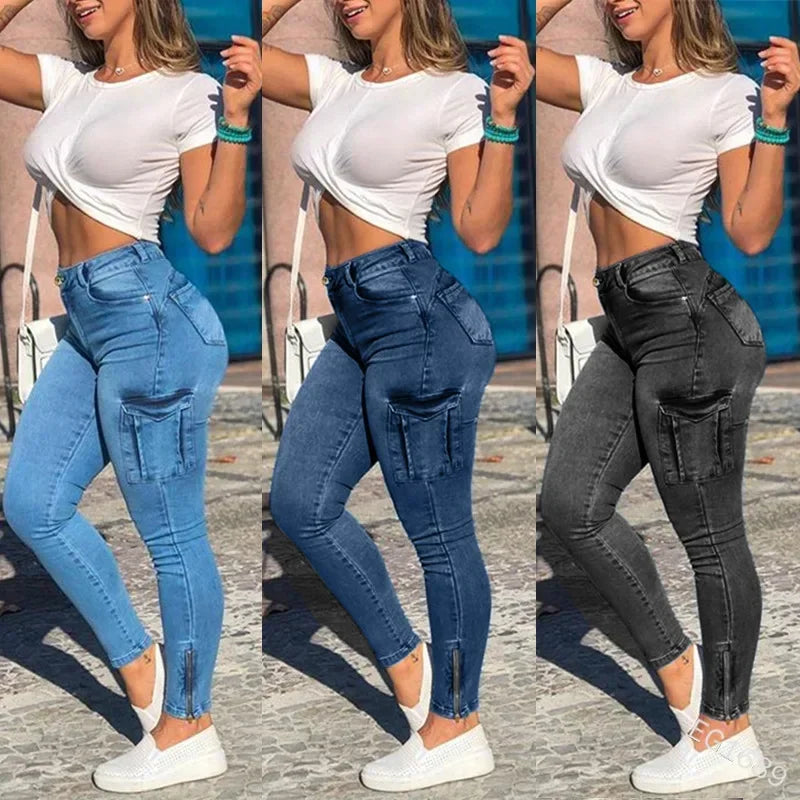 Bulletproof Confidence Cargo Jeans – High-Waist Power Move - Premium jeans from Lizard Vigilante - Just $33.88! Shop now at Lizard Vigilante