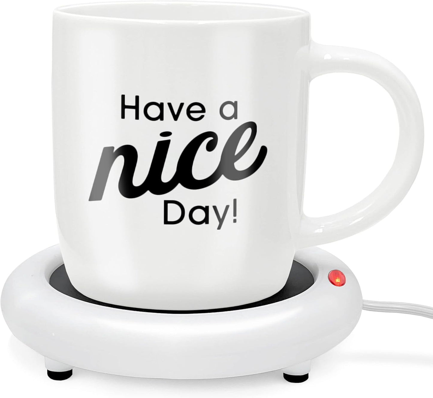 Funny Coffee Mug with Warmer Have a Nice Day Sarcastic Coffee Mug with Electric Heated Base - Novelty Christmas Gift Idea for Coworker/Coffee Lover, Men/Women (Gift Boxed)