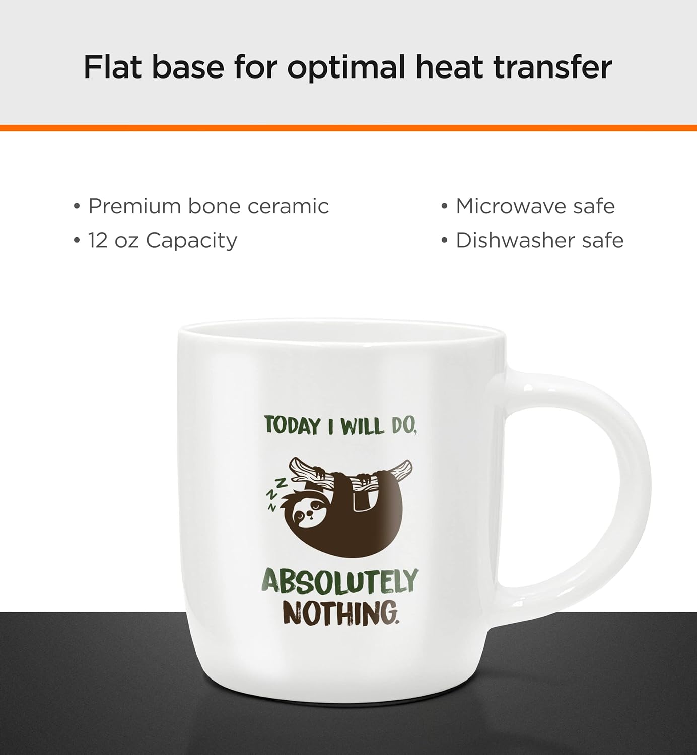 SoHo Funny Coffee Mug with Warmer, Electric Heated Cup for Coffee Lover Gifts for Men/Women/Birthday/Christmas, 12oz Today I Will Do Absolutely Nothing (Gift Boxed)