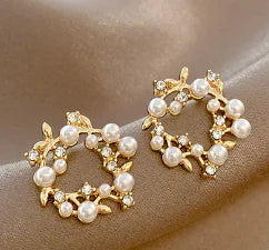 Petal Earrings, Pearl Studs, Colorful Drop Earrings