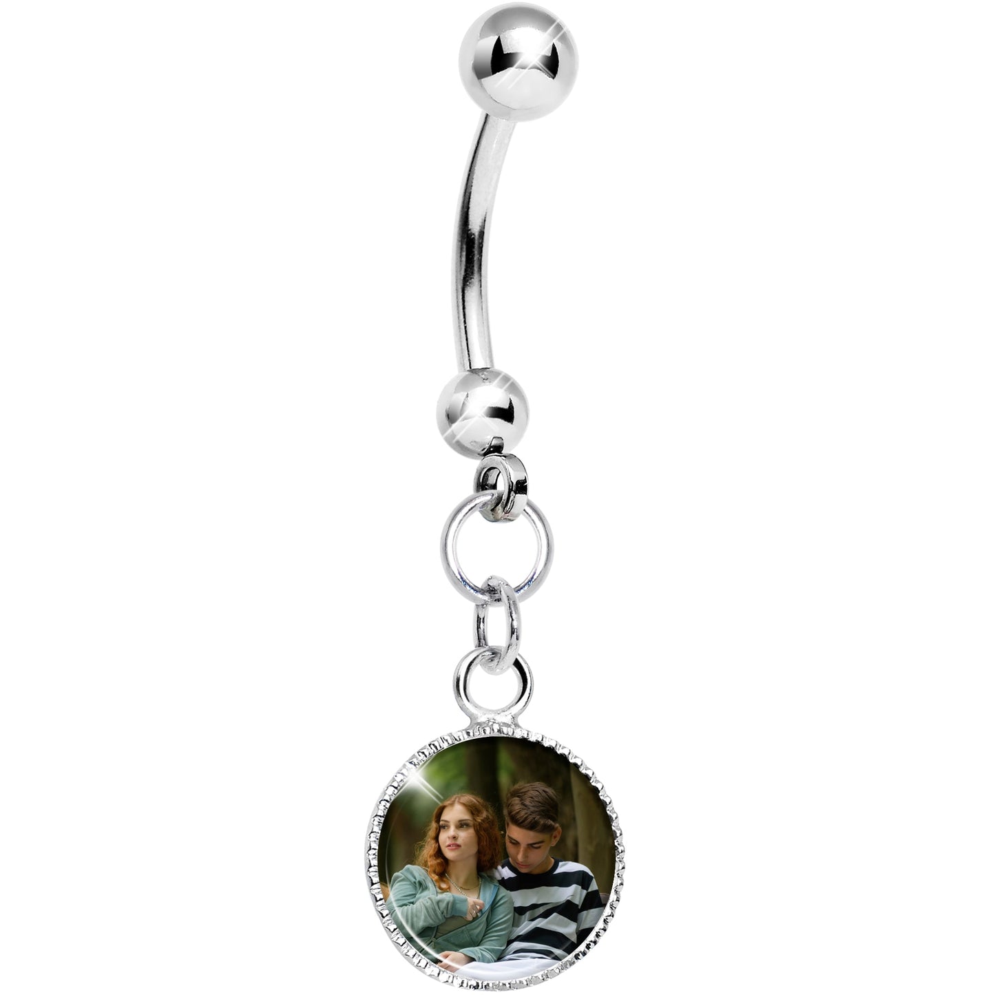 Custom Dangle Full Color Photo Belly Ring