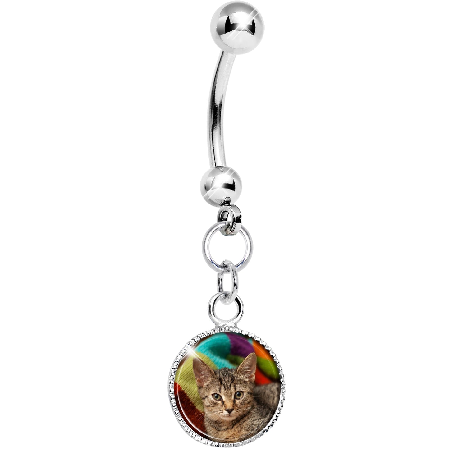 Custom Dangle Full Color Photo Belly Ring