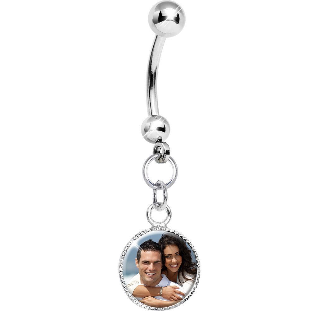 Custom Dangle Full Color Photo Belly Ring