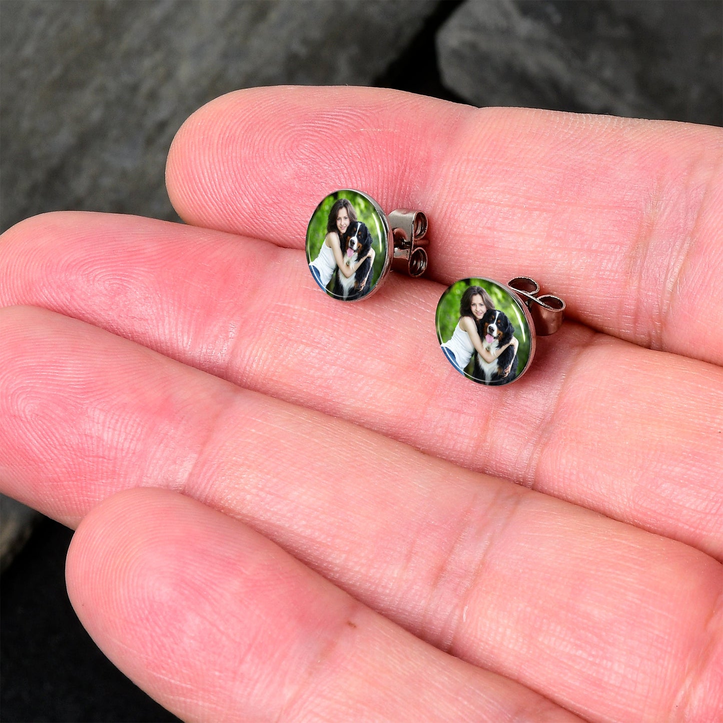 Custom Full Color Photo Stud Earrings