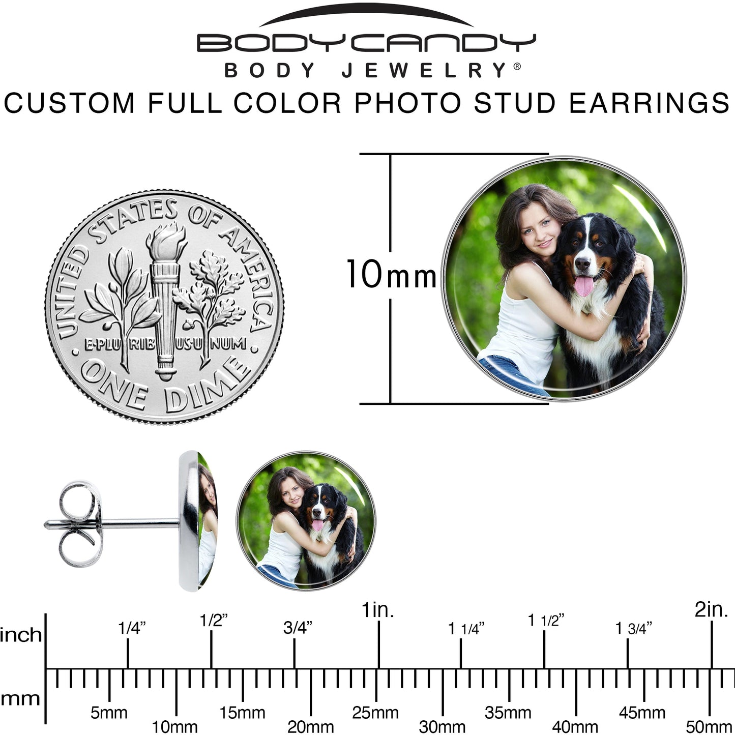 Custom Full Color Photo Stud Earrings