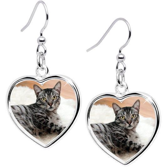 Handcrafted Full Color Heart Custom Photo Dangle Earrings