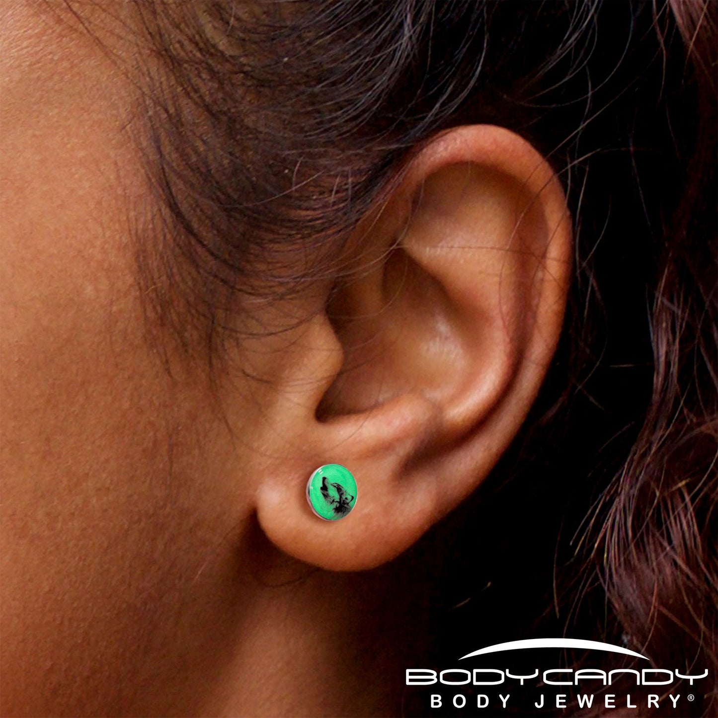 Glow in the Dark Howling Wolf Stud Earrings