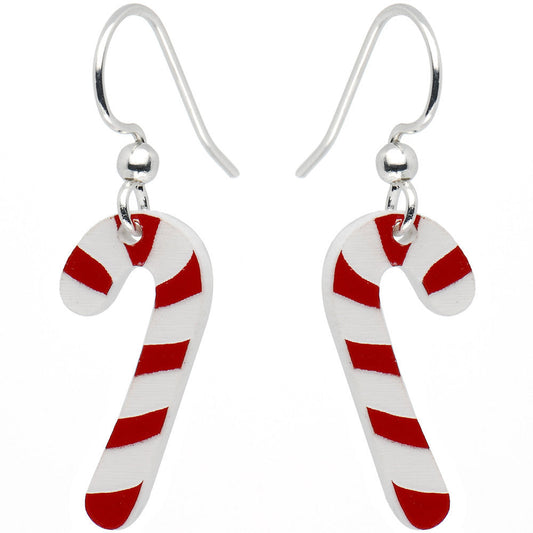 Holiday Candy Cane Dangle Earrings