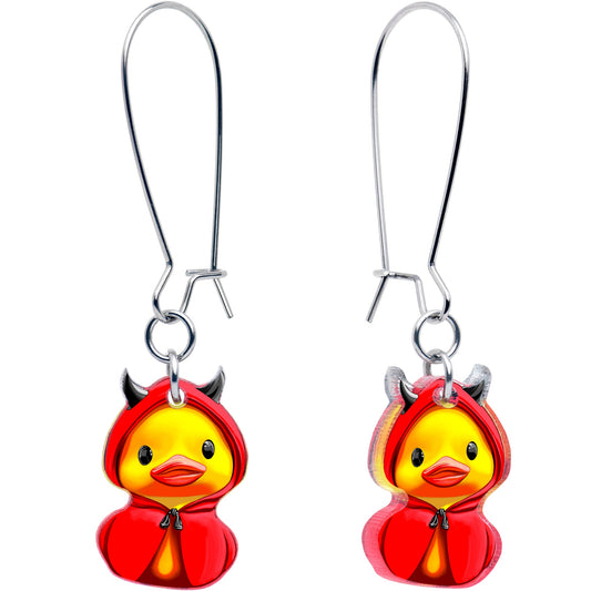 Hot Litle Devil Duck Dangle Earrings by Onyx O
