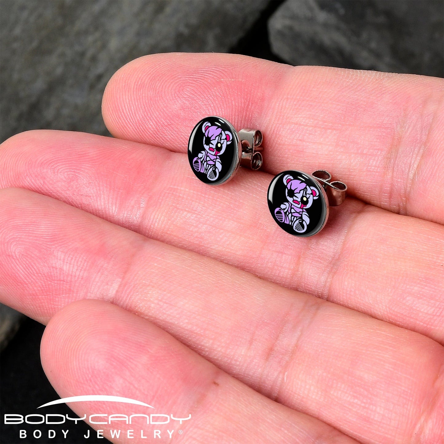 Attitude Teddy Bear Stud Earrings by Onyx O