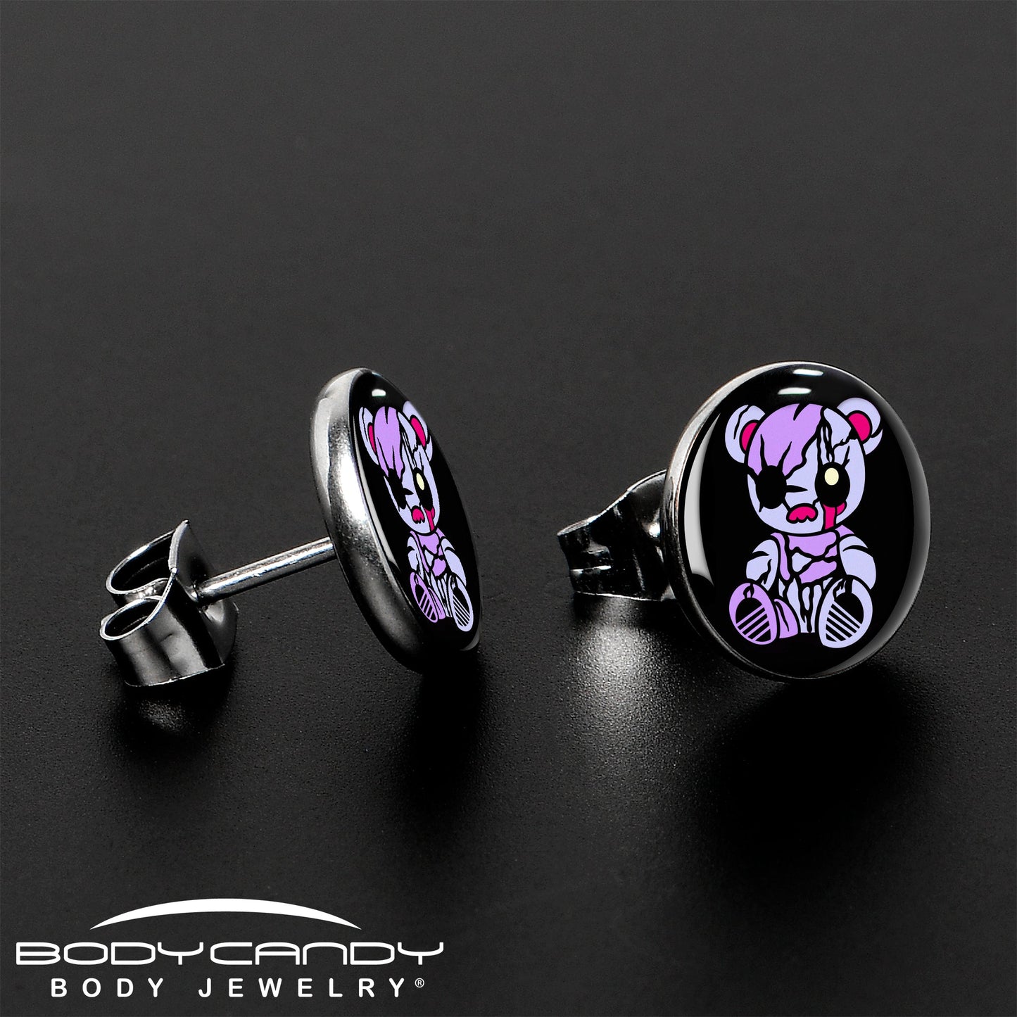 Attitude Teddy Bear Stud Earrings by Onyx O